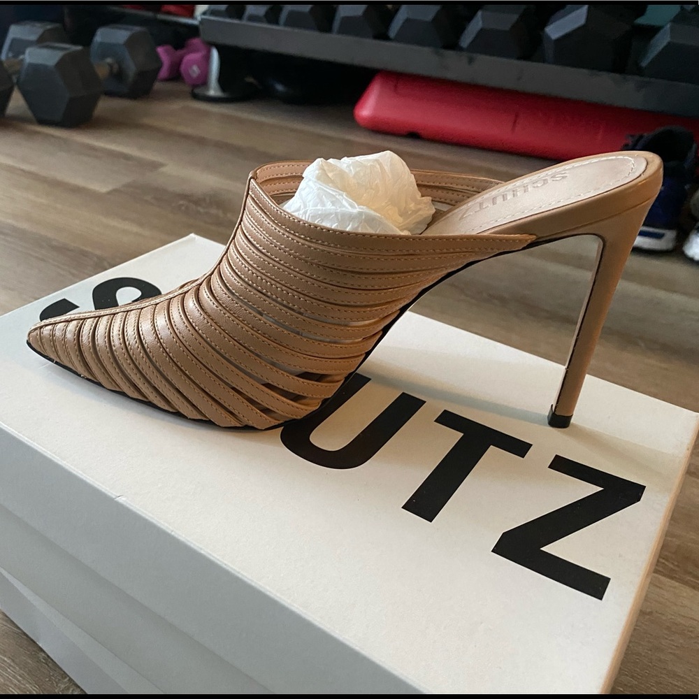 Schutz beige nude mules size 8.5